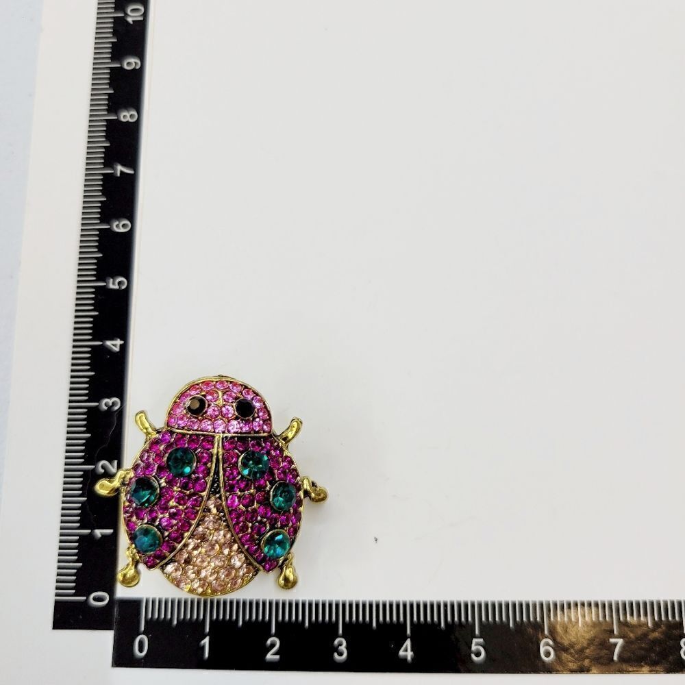 Brand New Rhinestone Lady Bug Pin Brooch - Picture 4 of 5